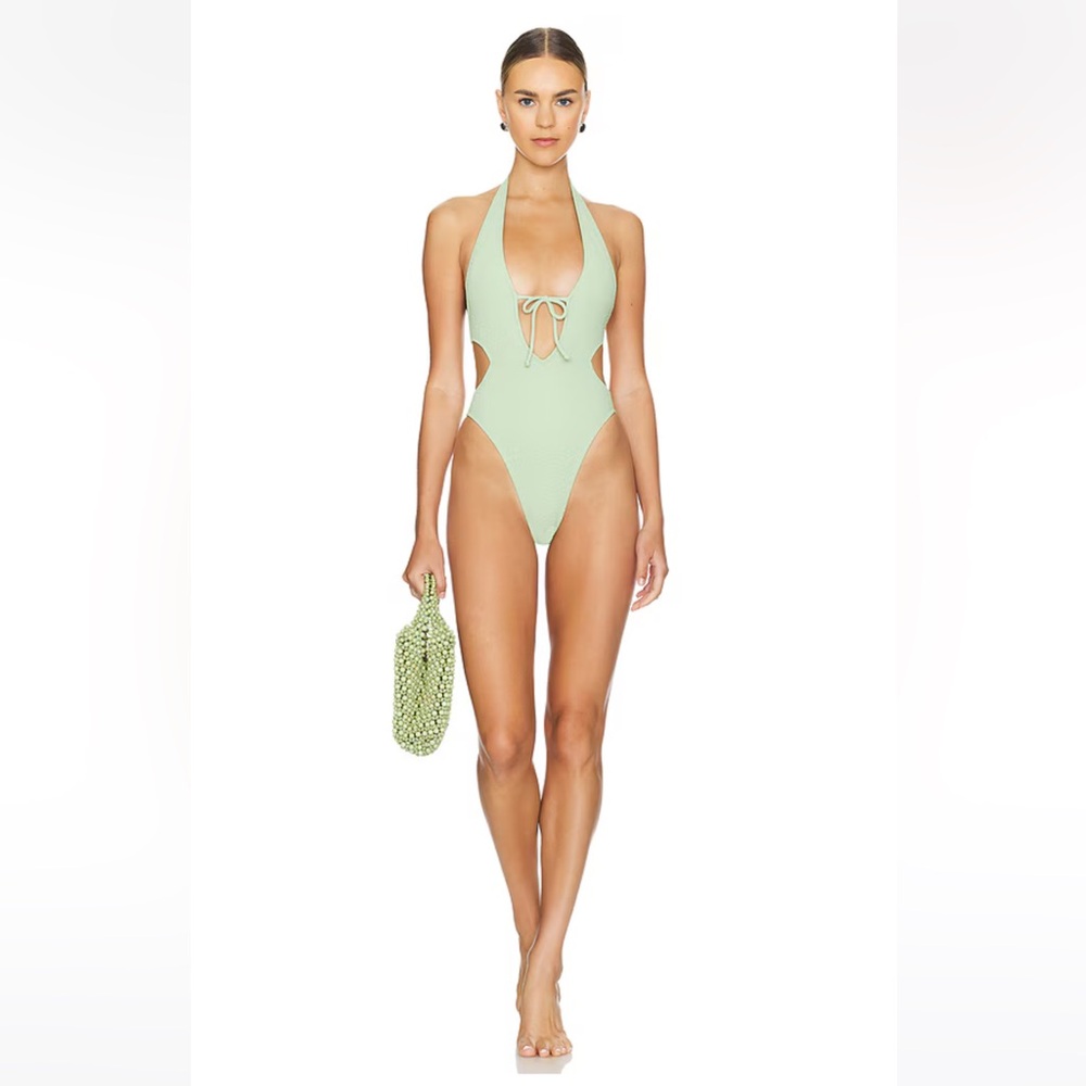 GIGI C Light Green Halter One-Piece Swimsuit